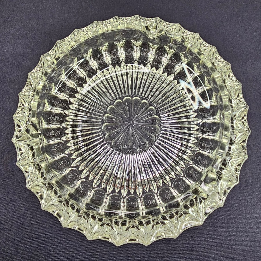 Vintage Crystal Clear Glass Ashtray Sunburst Faceted Diamond Cut Elegant Decor